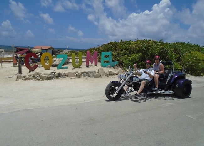 Josh at Cozumel with his Trike.